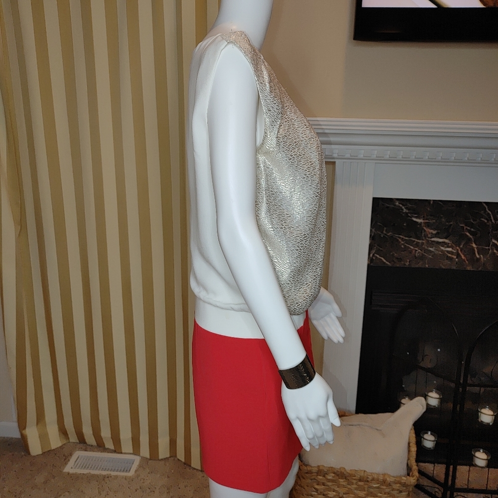 MAJE LAURELINE METALLIC COLORBLOCK DRESS 38/M - Picture 3 of 8